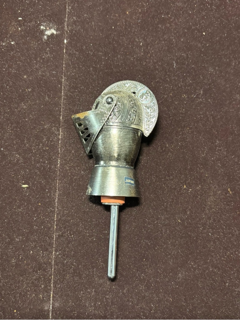 Vintage Knight Helmet Liquor Pour Spout Japan Metal Bottle Stopper Barware